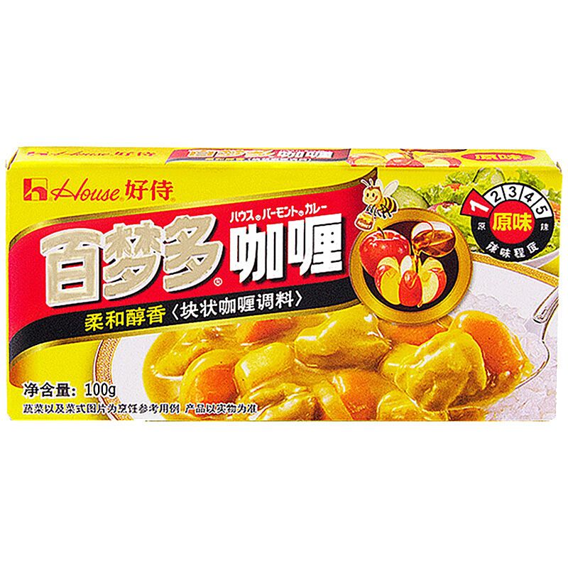 微辣咖喱1盒 好侍百梦多咖喱日式速食咖喱块100g原味微辣辣味任选方便调味料