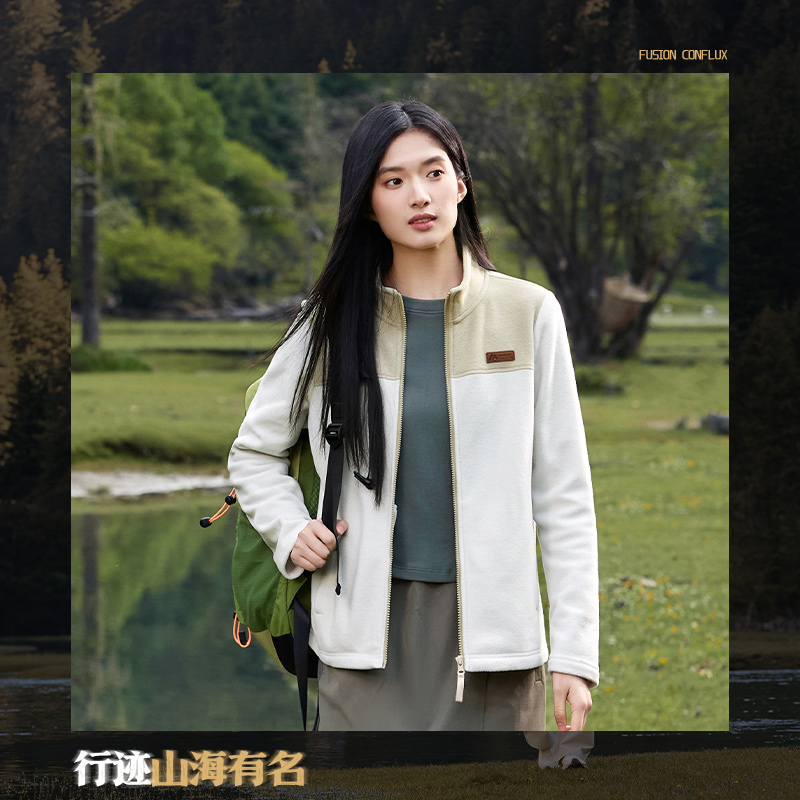 361°运动针织外套女新款摇粒绒外套舒适常规上衣高清大图