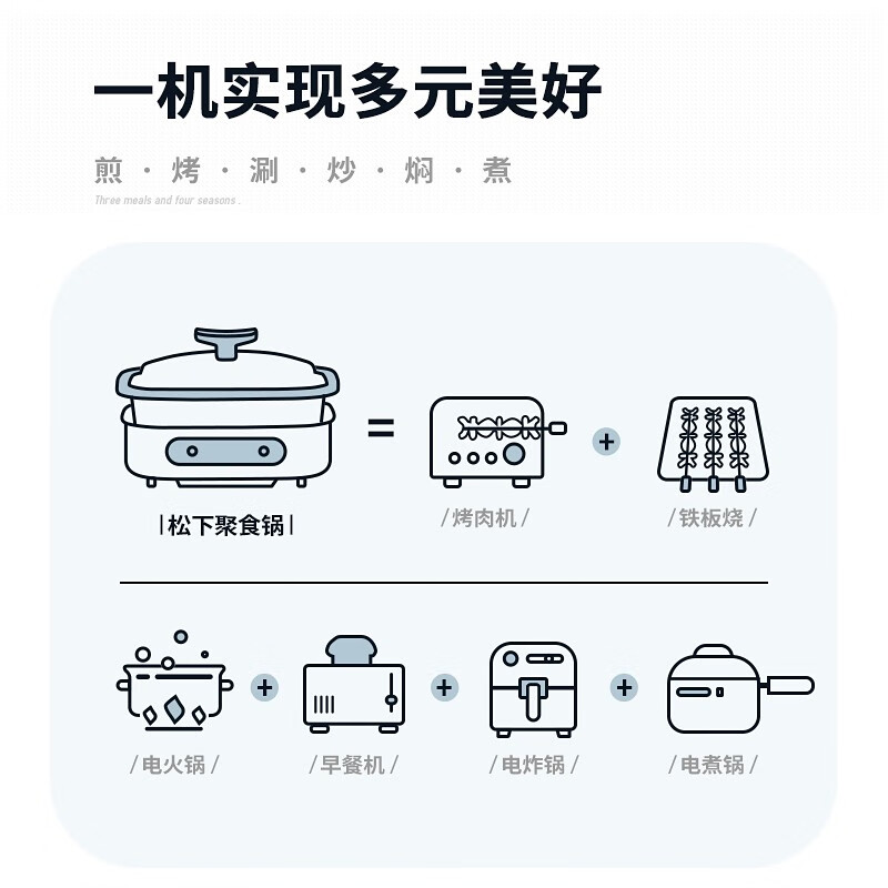 松下(Panasonic) 多用途锅电炒锅电蒸锅电煮锅电火锅专用锅家用不粘多功能锅多功能料理锅鸳鸯锅 NF-MP400高清大图