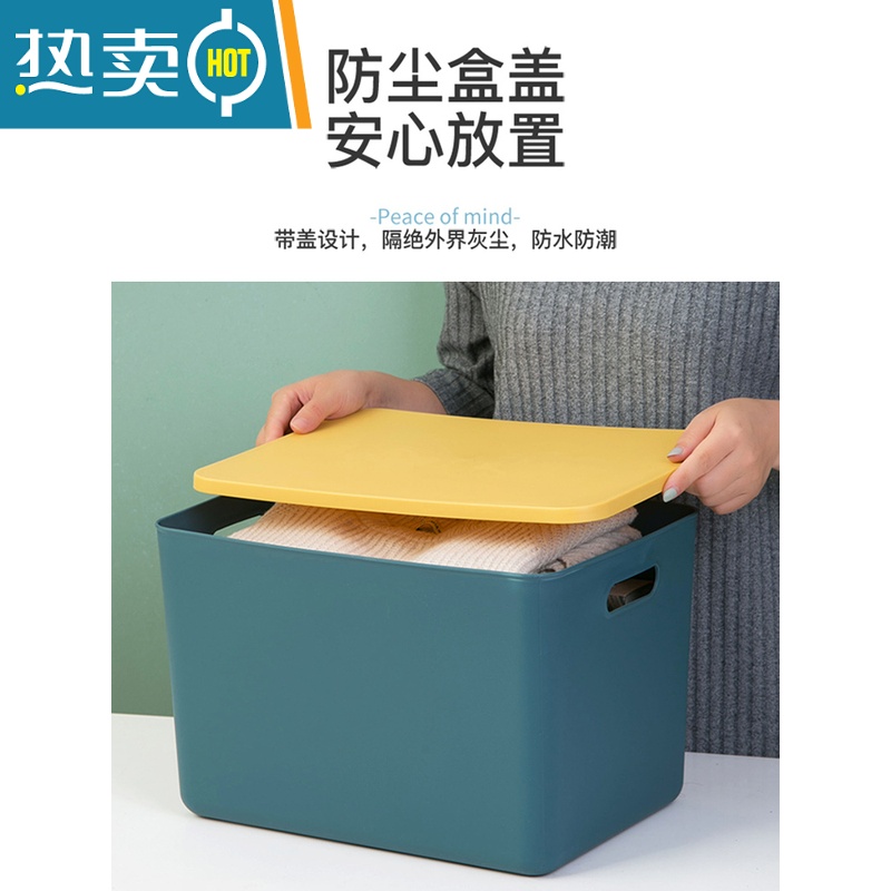 敬平收纳箱桌面杂物收纳盒带盖塑料储物盒衣服整理箱家用置物箱高清大图