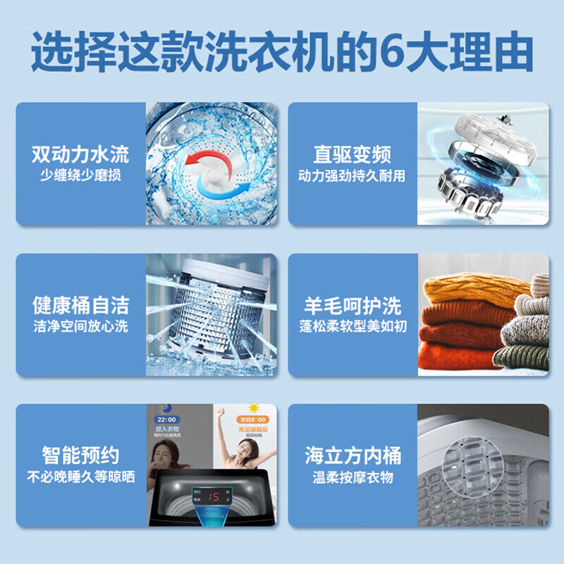 海尔(haier)洗衣机直驱变频双动力波轮洗衣机报价_参数_图片_视频