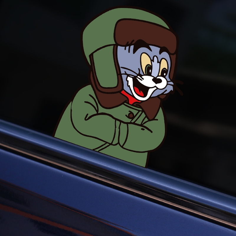 东北风猫和老鼠车贴纸创意个性汤姆闪电客卡通搞笑摩托电动车身装饰