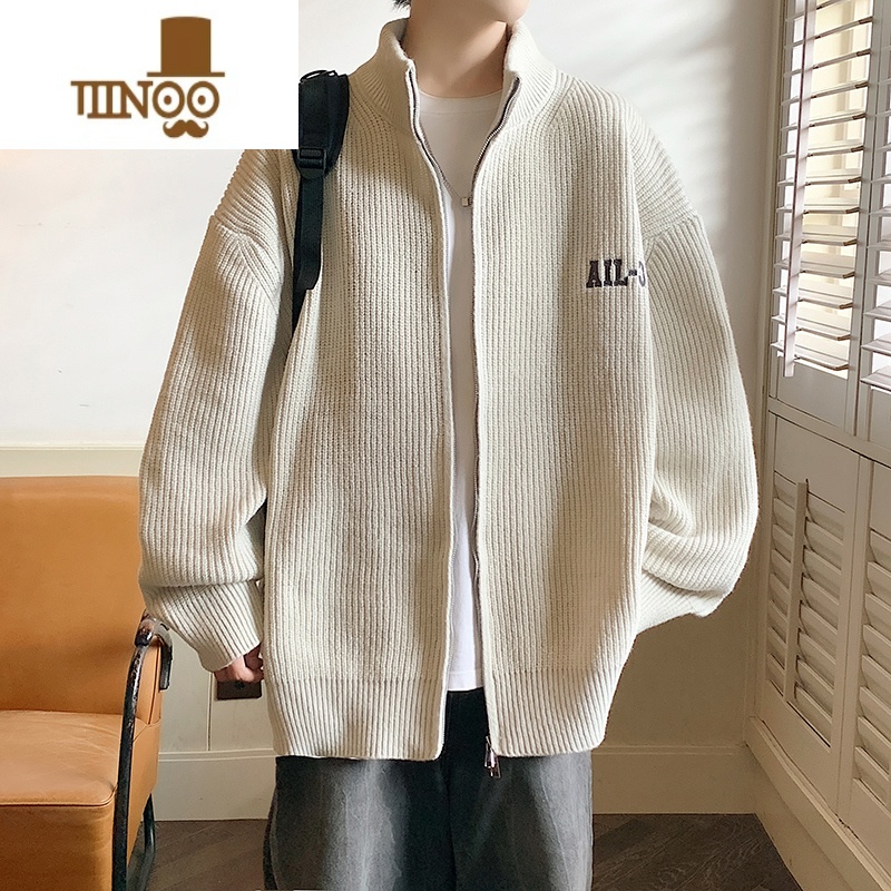 YANXU开衫毛衣男2023新款宽松慵懒风拉链外套潮牌休闲外穿针织衫高清大图