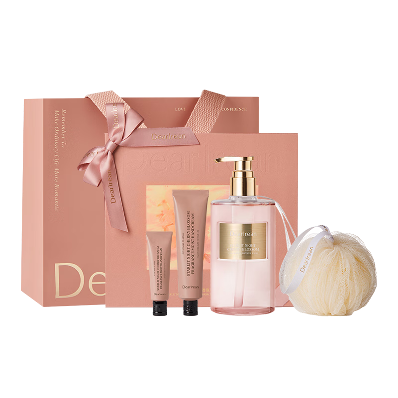 独特艾琳(Dear lrean)夜樱繁星-浪漫奔赴香氛套装沐浴露护手霜 350ml*1 35ml*1 10ml*1