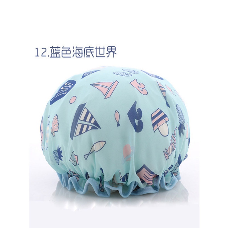 双层浴帽女洗澡防水成人淋浴沐浴帽儿童洗头帽可爱头套厨房防油烟 三维工匠 粉色高清大图