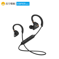 Edifier/漫步者 W296BT运动蓝牙无线耳机音乐耳塞式入耳式立体声绕耳佩戴跑步通用 暗金黑色