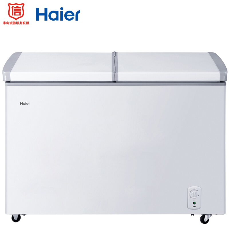 海尔 haier 273升冷柜 蝶形门 侧掀门 单箱变温冰柜 家用商用二合一