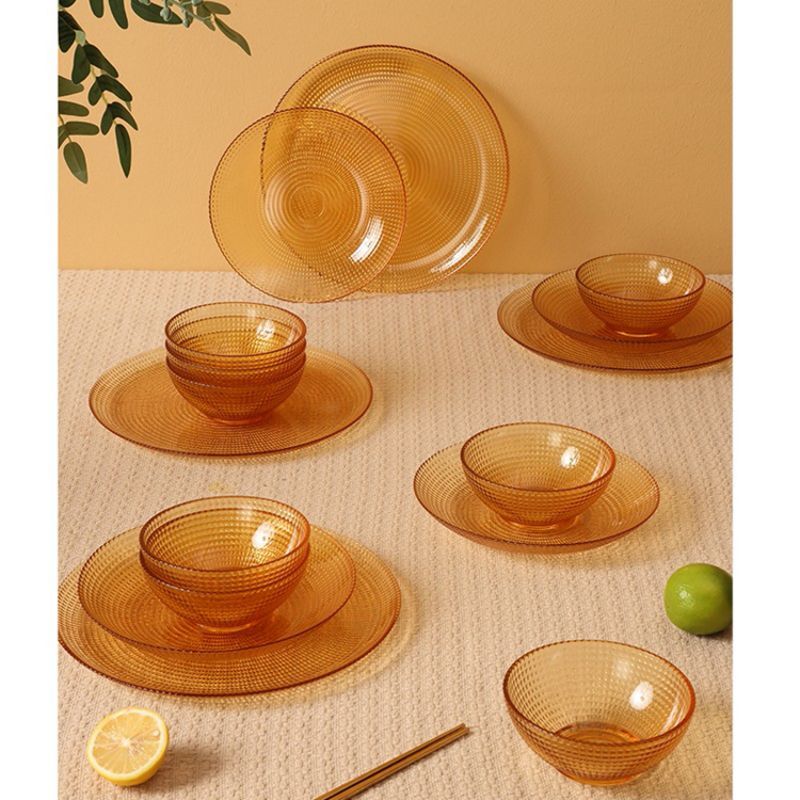 康宁餐具晶莹系列波点餐具套装玻璃餐具碗碟套装vs晶莹16件组vsamr16