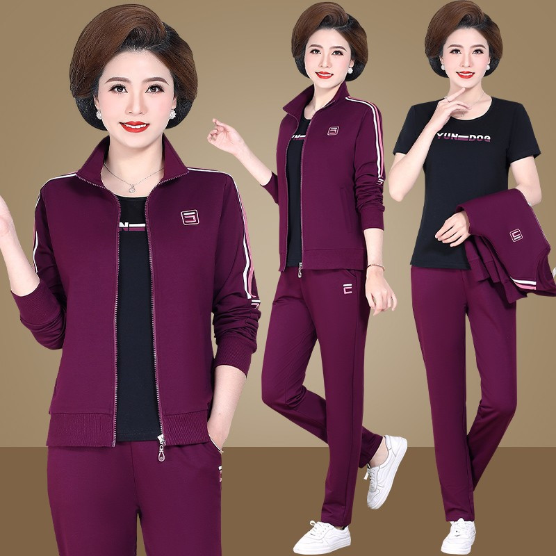妈妈秋装外套40岁50中老年运动套装女春秋装洋气中年时尚减龄上衣休闲