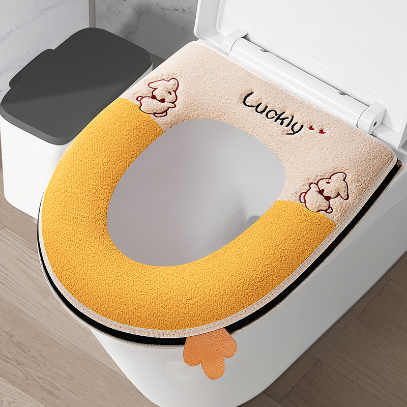 [补贴10%]马桶坐垫家用坐便器套垫圈四季通用拉链款防水冬季加厚可水洗垫子高清大图