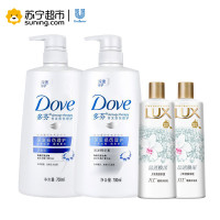 多芬（Dove）深度损伤理护洗发水700ml*2+精华素700ml+力士靓肤沐浴乳晶透焕采350ml*2