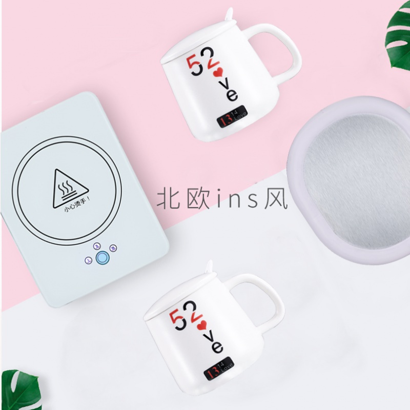 暖暖杯55度加热器自动恒温宝暖杯垫烘焙精灵(Naliya)电保温底座加热杯垫热牛奶 玻璃机械款保温杯垫+杯子+勺子
