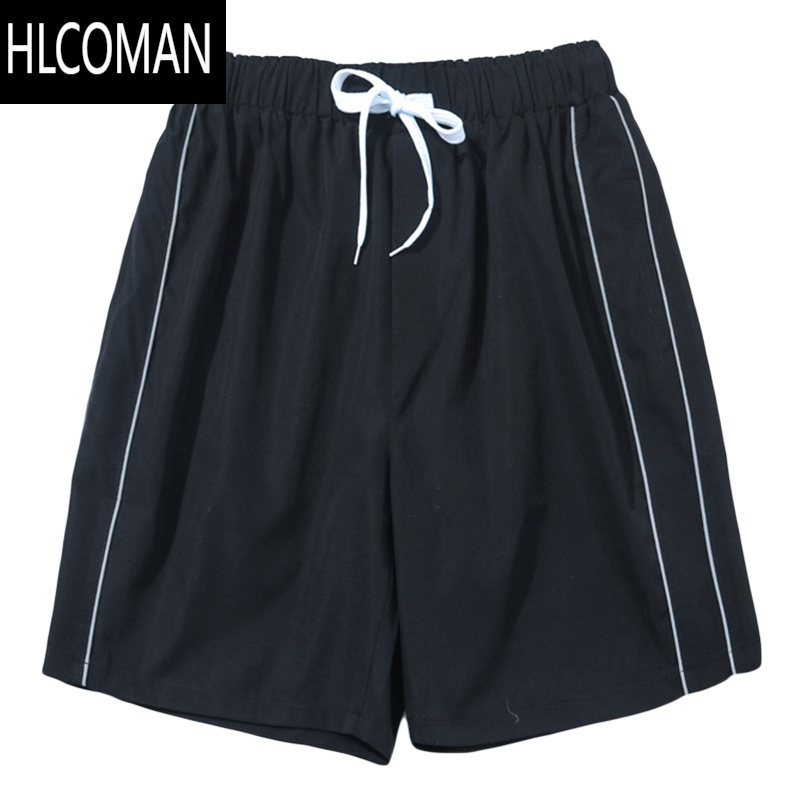 HLCOMAN夏季潮牌纯色直筒休闲短裤男复古街头宽松百搭阔腿五分裤