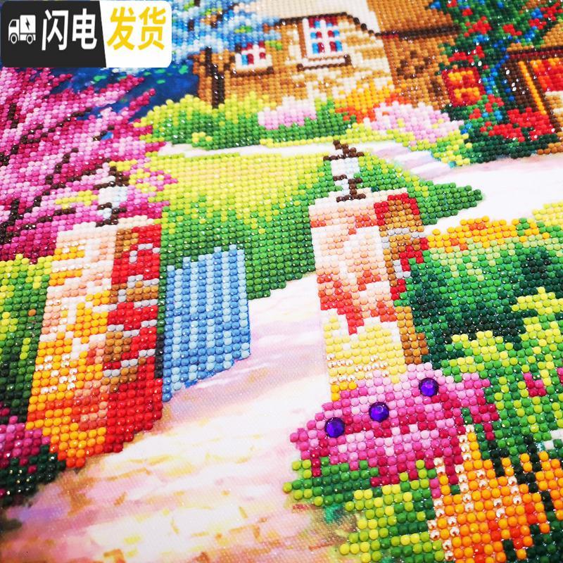 三维工匠钻石画2019新款满钻大幅客厅新版梦幻仙居贴砖大气 满钻[魔方钻+异形钻+炫彩AB钻]尺寸250X100加十字绣