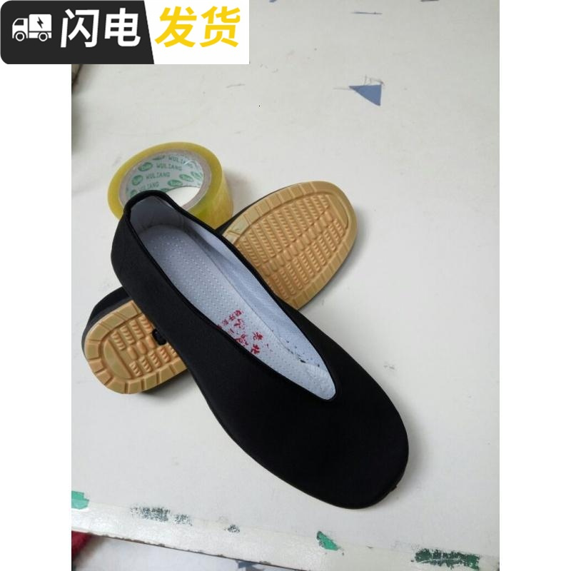 新款特价老北京圆口松紧口布鞋透气黑色古装男鞋游击队小二商贩启如休闲鞋休闲鞋