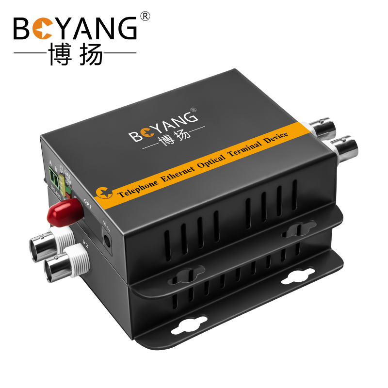 博扬(BOYANG)模拟视频光端机2路视频+1路485反向数据 光纤收发器延长器 单纤单模FC接口 1对 BY-2V1D