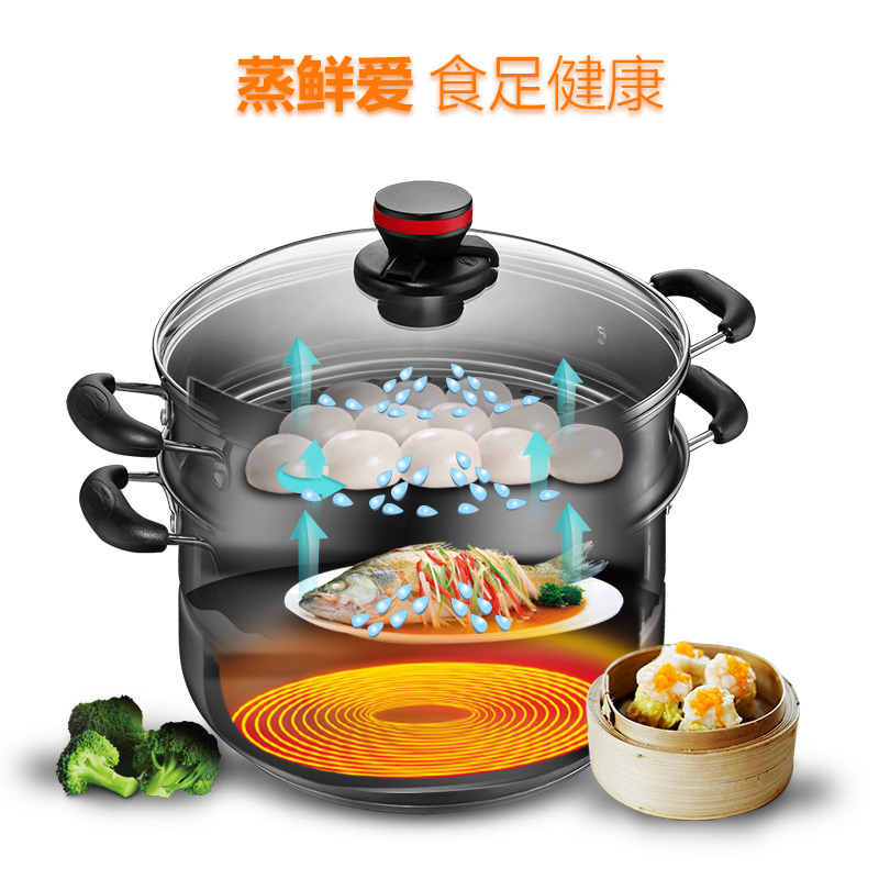 爱仕达(ASD) 蒸锅 WG1526NL 26CM 双层复底不锈钢多用锅 电磁炉通用 多用锅高清大图