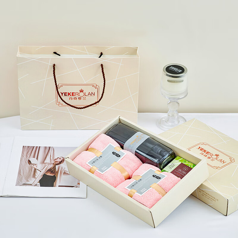 约克罗兰 沐浴组合套装毛巾洗脸巾可爱小熊毛巾礼盒 3708 毛巾33*74cm