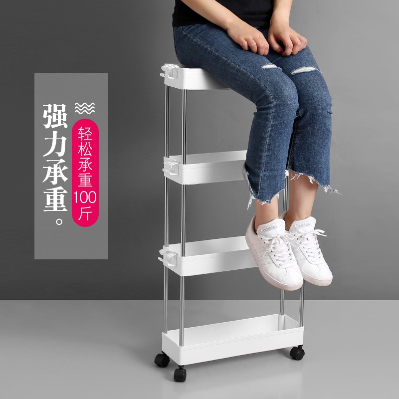 小手推车置物架窄缝厨房多层储物卧室落地移动带轮收纳储物架收纳层架 三维工匠高清大图