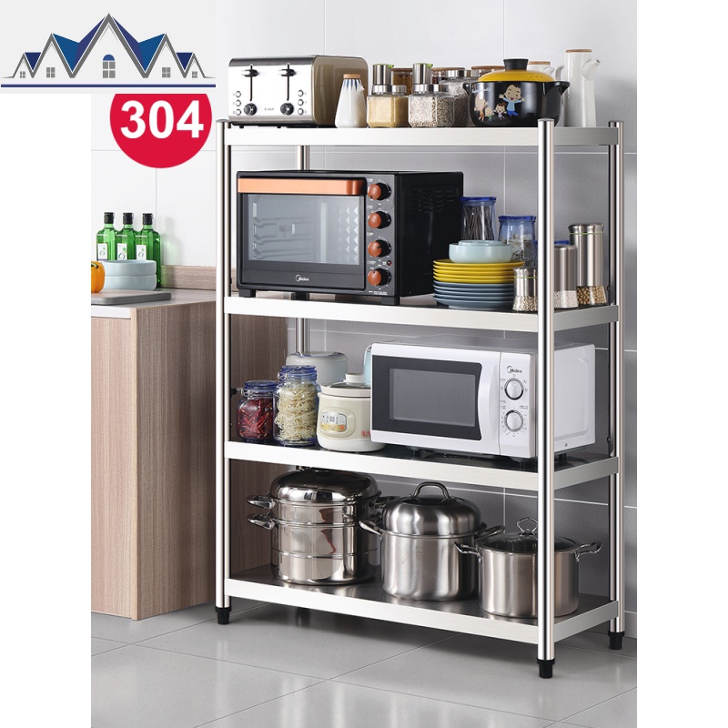304不锈钢厨房置物架落地式多层锅架子微波炉厨房用品收纳储物架 三维工匠高清大图