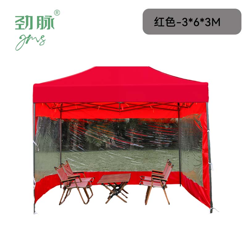 劲脉 三面透明围挡帐篷 红色-3*6*3M 顶高清大图