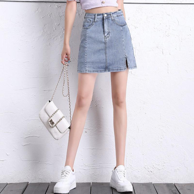 sarrudo品牌牛仔裙女2020新款百搭夏季半身裙高腰a字裙短裙不规则裤裙