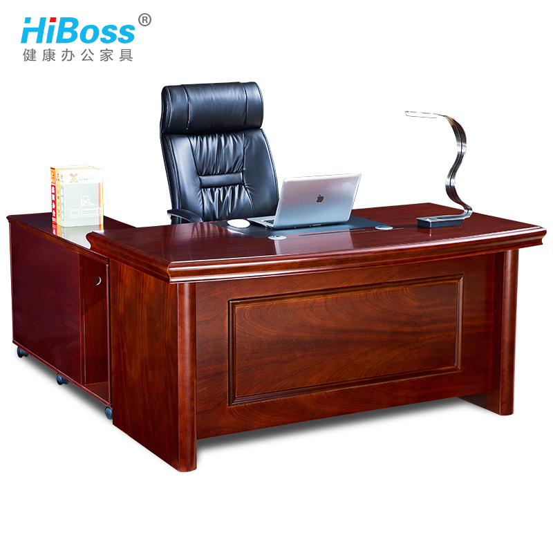 HiBoss 家具办公桌现代大班台油漆老板桌办工桌经理桌大气桌椅文件柜组合1.8米