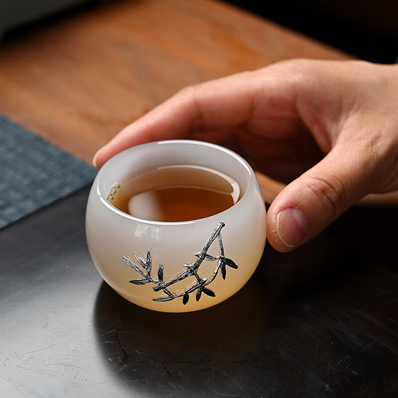 金镶玉 雅兰主人杯 功夫茶具品茗杯茶杯个人杯小杯 容量55ml 口径6cm高清大图