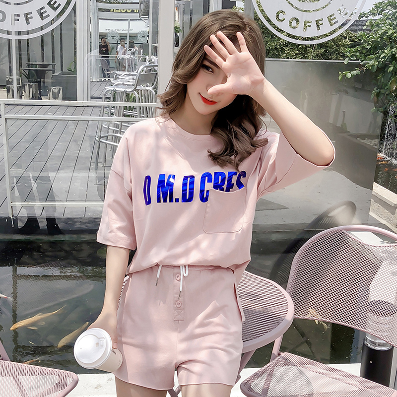 两件套女潮2018新款休闲时尚运动服套装ulzzang宽松半袖T恤配短裤