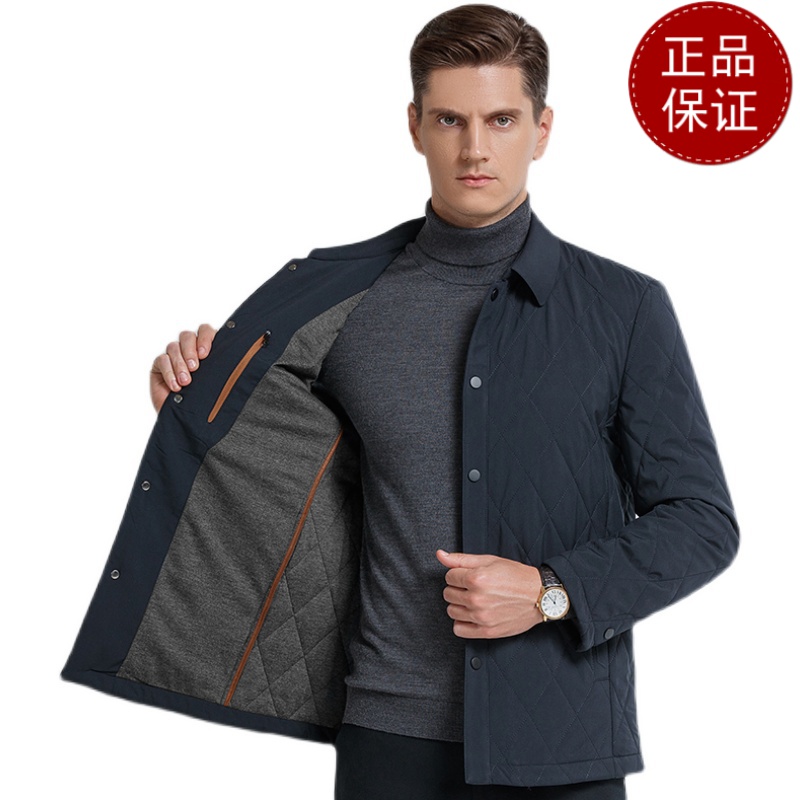 免费顺丰 翻领棉衣男中年翻领薄棉服中老年棉袄春秋装加厚夹克外套爸爸装棉服2024冬装新款轻奢皮草真皮大码外套男装高清大图