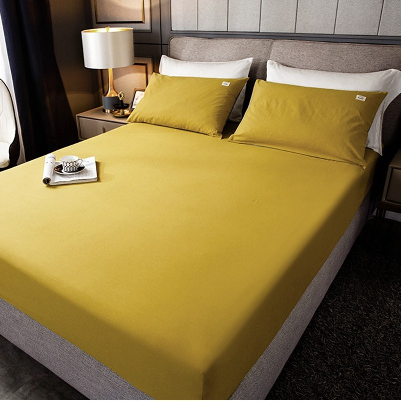 家柏饰(CORATED)全棉床笠单件全棉透气防滑防尘套全包床单固定床垫套保护罩 芥末黄 90cmx200cm纯棉床笠【适用于5-28cm床垫】