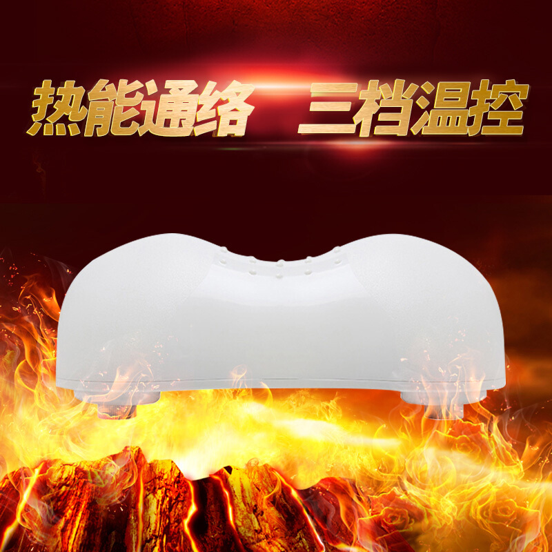 颈椎枕修复颈椎热敷劲椎硬高枕头牵引热疗圆形护颈枕 热疗可温定时内置薰衣-白色