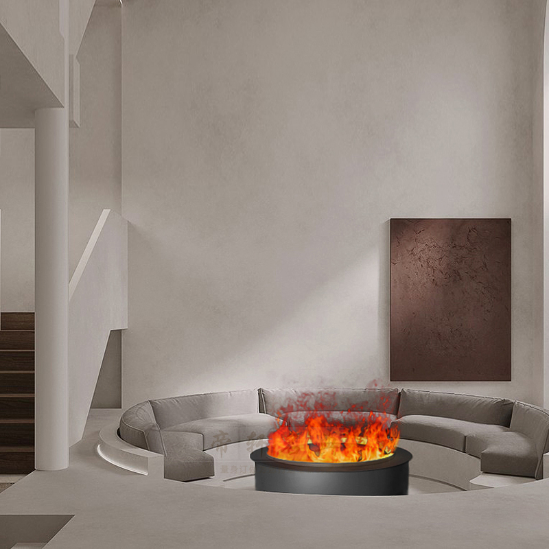 帝轩名典定制圆形雾化壁炉仿真火焰蒸汽嵌入式电子壁炉芯