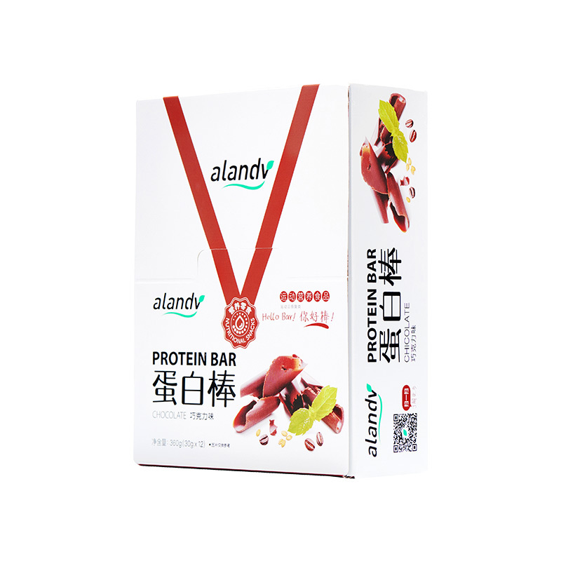 alandv 艾兰得威乳清蛋白棒 巧克力味 健身增加肌肉粉代餐饱腹能量棒男女瘦身12支/盒