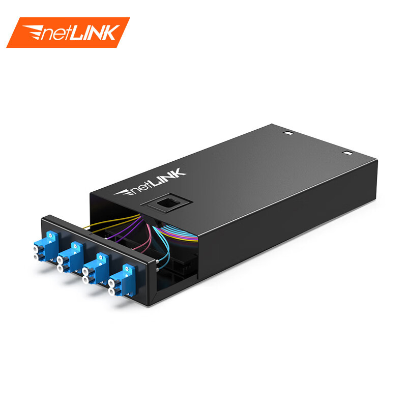 netlink光纤终端盒4口8芯lc单模光纤熔纤盒满配尾纤法兰光缆接续盒