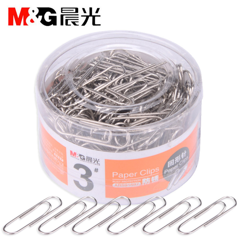 晨光(M&G) 办公用3号金属回形针PVC筒装 ABS91697 筒装回形曲别针 办公家用资料整理 加厚电镀表层曲别针1
