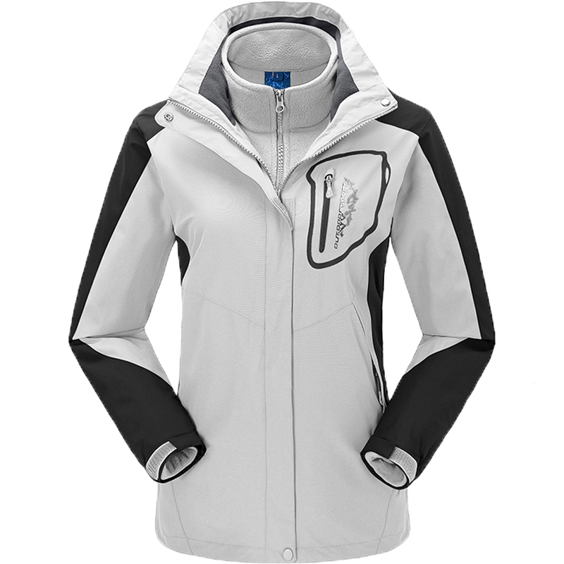 秋冬户外运动冲锋衣女加厚可拆卸三合一登山服男闪电客防风防水外套