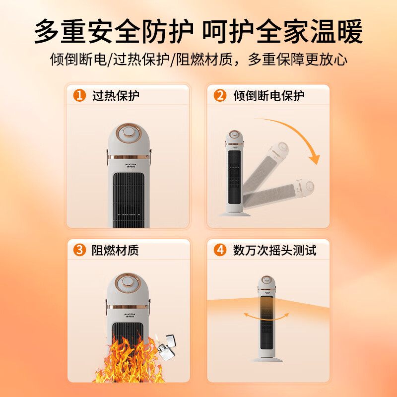 澳柯玛(AUCMA)取暖器NF20P118H暖风机电暖器2000W立式2档速热石墨烯高清大图