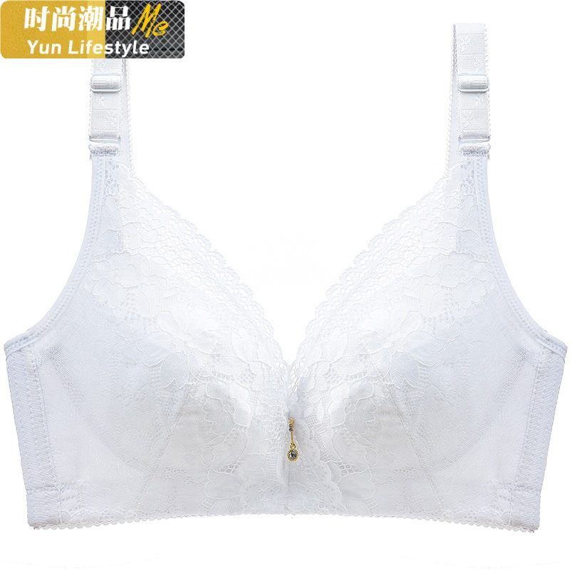 YUNWUXIN内衣女夏薄款无钢圈聚拢大码胖mm超薄文胸套装大胸显小防下垂胸罩文胸套装