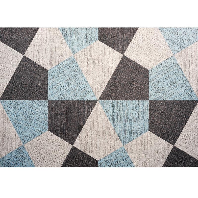 美帮汇现代简约客厅地毯沙发茶几垫北欧风地毯卧室满铺几何长方形可机洗 拼图 160X230CM赠送80CM圆形