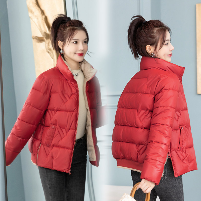 棉衣女潮2023年新款韩版加厚短款羽绒棉服洋气小棉袄百搭立领外套 红色 XXXL