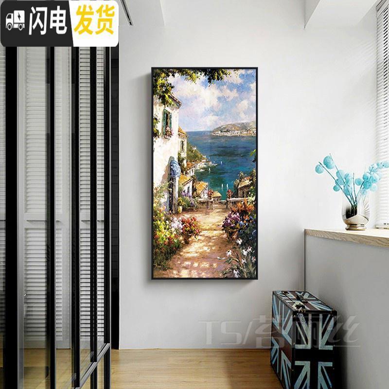 三维工匠十字绣2020新款客厅北欧风格简约现代地中海边小镇风景棉线绣满绣 【丝线满绣】50x90中格三股线绣/免_665
