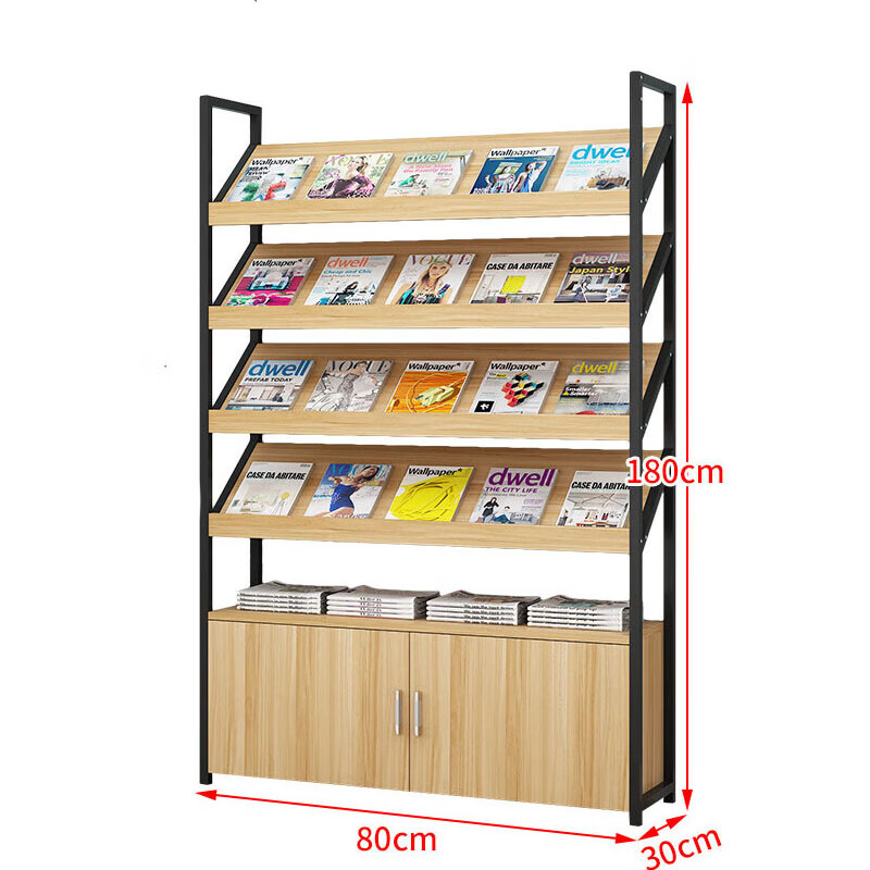 锦北杂志架书报架报刊架置物架展示架资料落地阅览架4层长80cm无logo高清大图