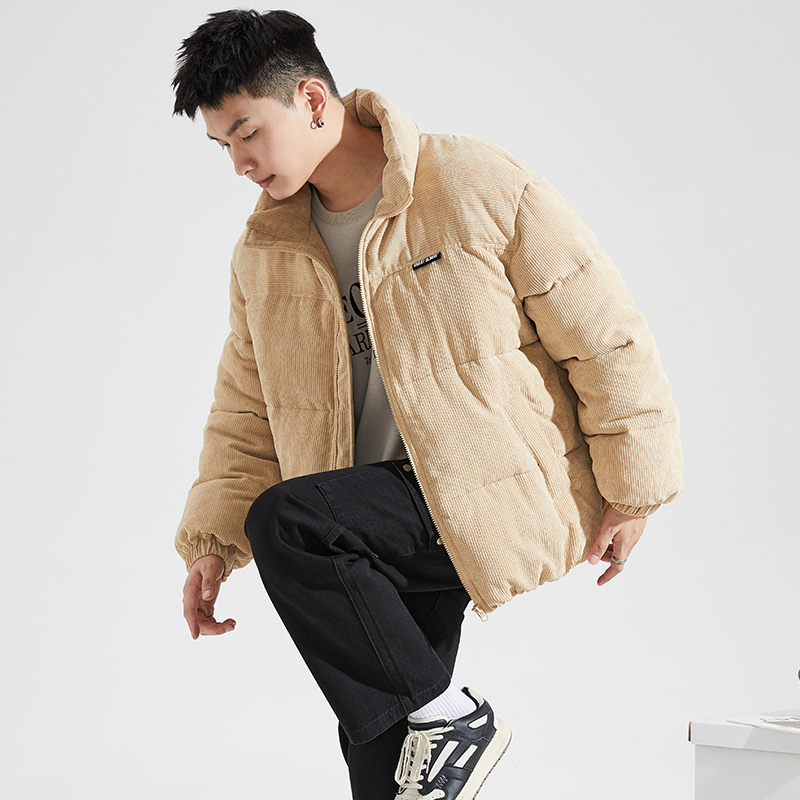 85折价2464元唐狮秋冬季新款灯芯绒棉衣男士立领面包服加厚外套保暖袄