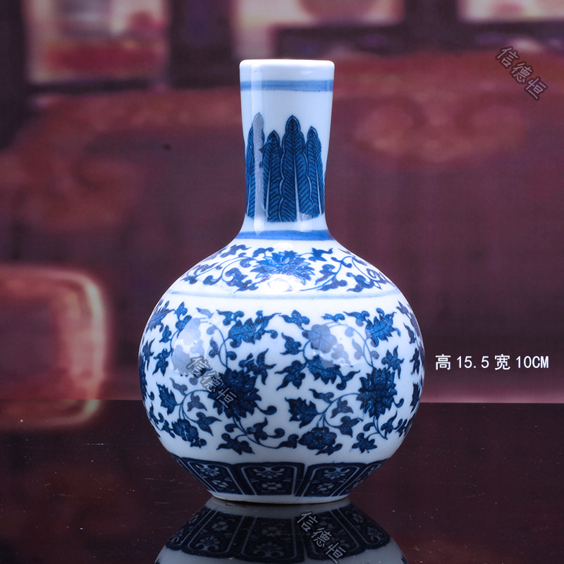 青花瓷花瓶 经典 仿古花瓶花插 陶瓷摆件 袋插花器