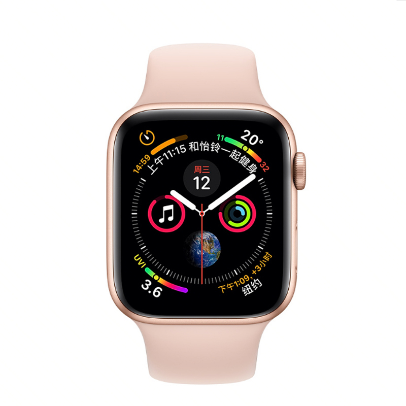 [专注运动与健康]苹果Apple Watch Series 4 智能手表GPS款 金色铝金属表壳搭配浅粉红色运动型表带 40mm MU682ZP/A