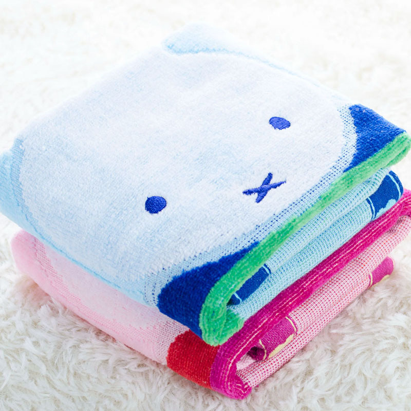 金号mymf6046纯棉米菲小兔割绒绣花小方巾3636蓝色