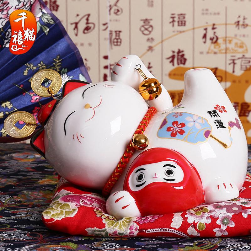 猫摆件 6寸小号猫创意礼品陶瓷储蓄罐办公桌摆件店铺开业 三维工匠 6寸福来旺猫高清大图