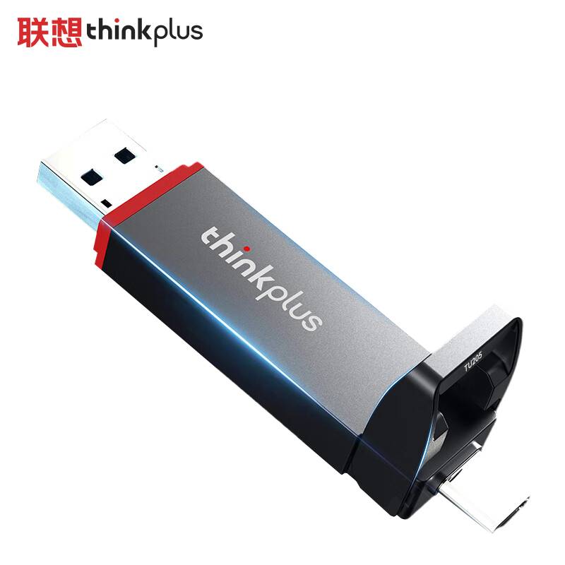 ThinkPlus联想 移动固态U盘 1TB 双接口USB3.2 灰色 TU205-256G 个高清大图