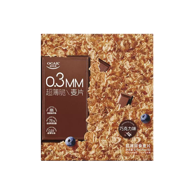 欧扎克超薄脆即食麦片代餐营养早餐燕麦 巧克力味375g/盒